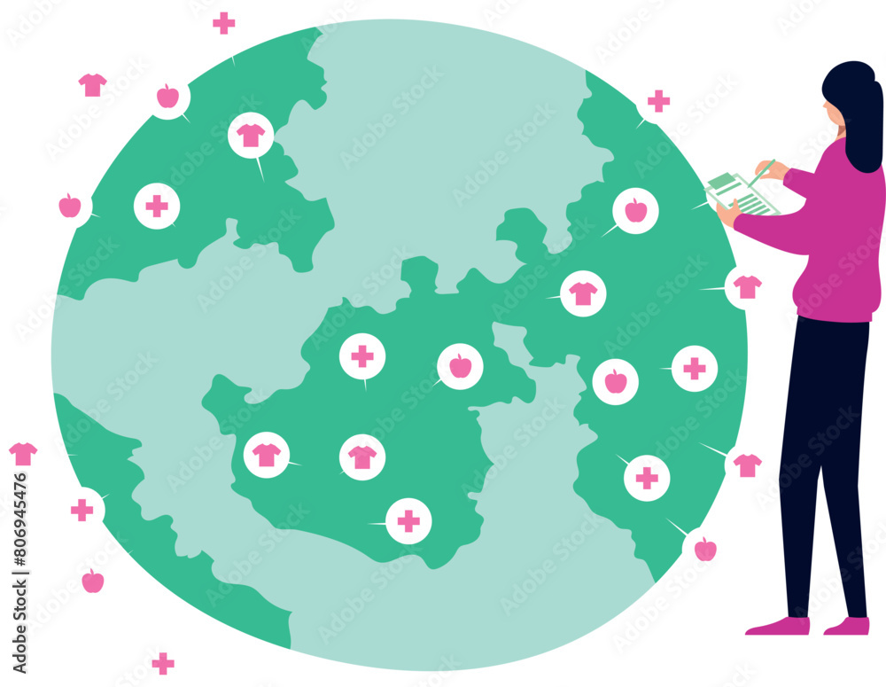 A girl is working for human welfare all over the world. A girl is working for human welfare all over the world.