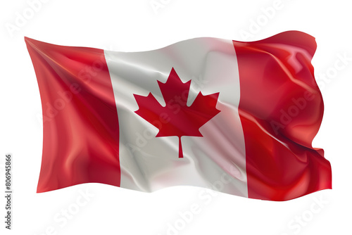 Realistic waving Canadian flag on transparent background for nat