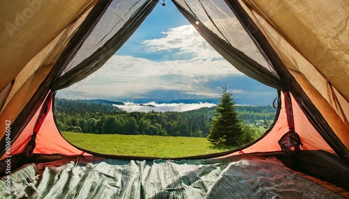 テントの中から見える、夏の景色
