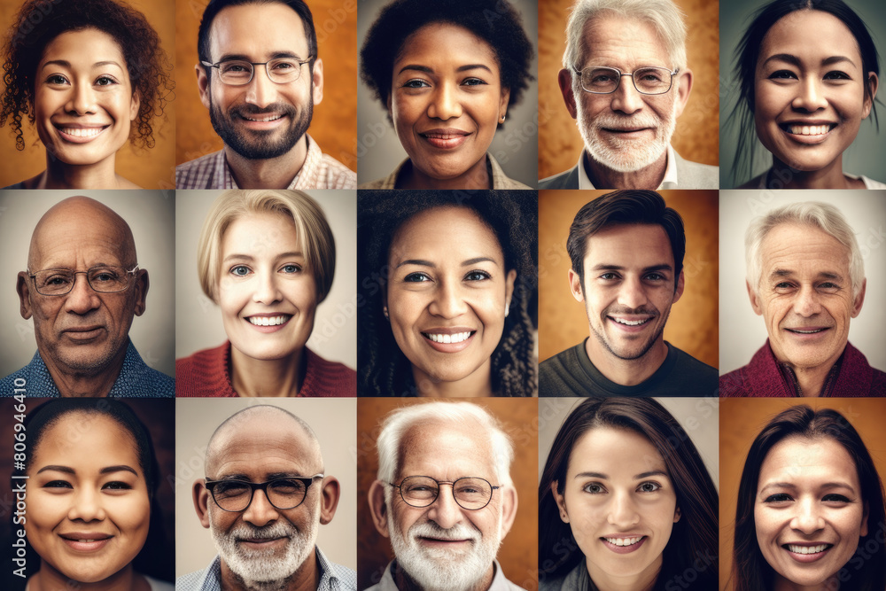A diverse group of individuals with different facial expressions, showcasing emotions such as happiness, sadness, surprise, and anger A diverse group of individuals with different facial expressions, showcasing emotions such as happiness, sadness, surprise, and anger