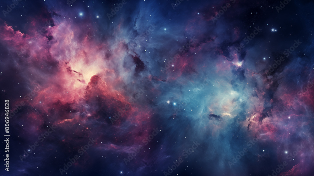 Fototapeta premium Stunning Digital Nebula in Shades of Purple and Blue