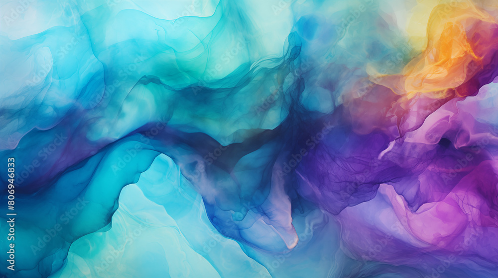 Colorful Abstract Painting Background with Blue and Purple Swirls