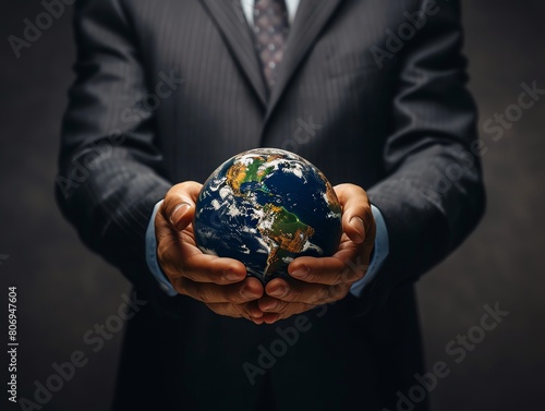 Fototapeta Naklejka Na Ścianę i Meble -  businessman holding globe