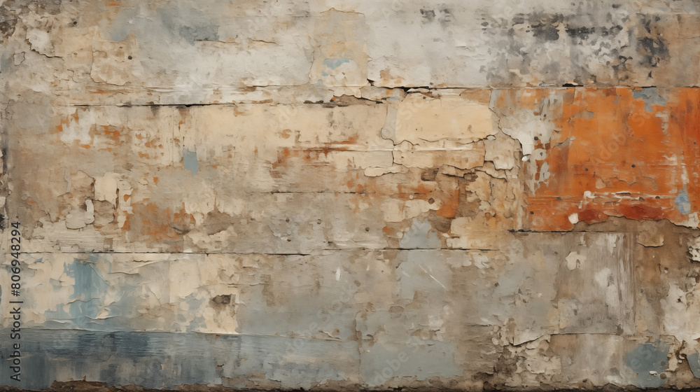 Fototapeta premium Vibrant Weathered Wall Texture with Peeling Paint