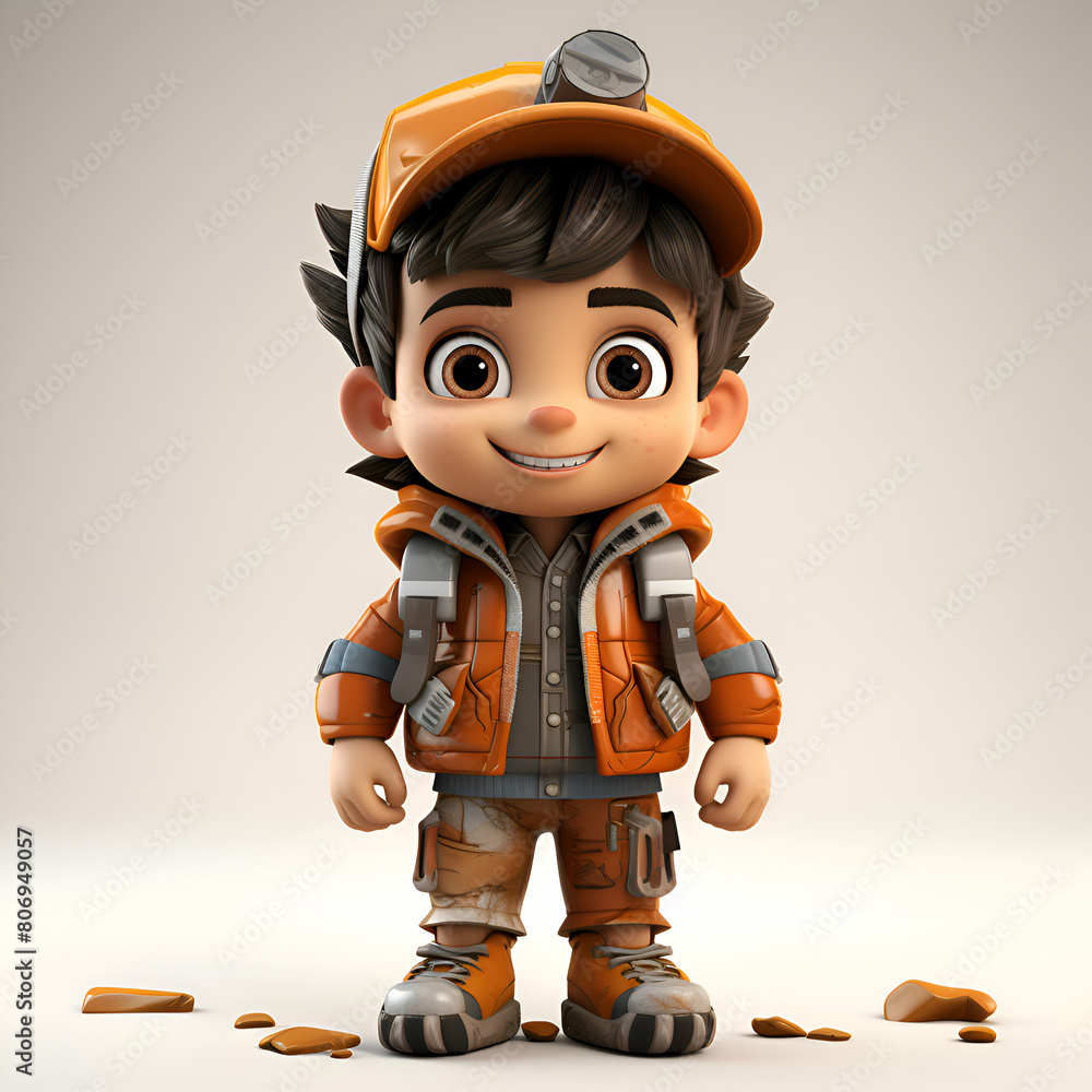 3D Render of a Kid Boy with Backpacker Safety Suit 3D Render of a Kid Boy with Backpacker Safety Suit
