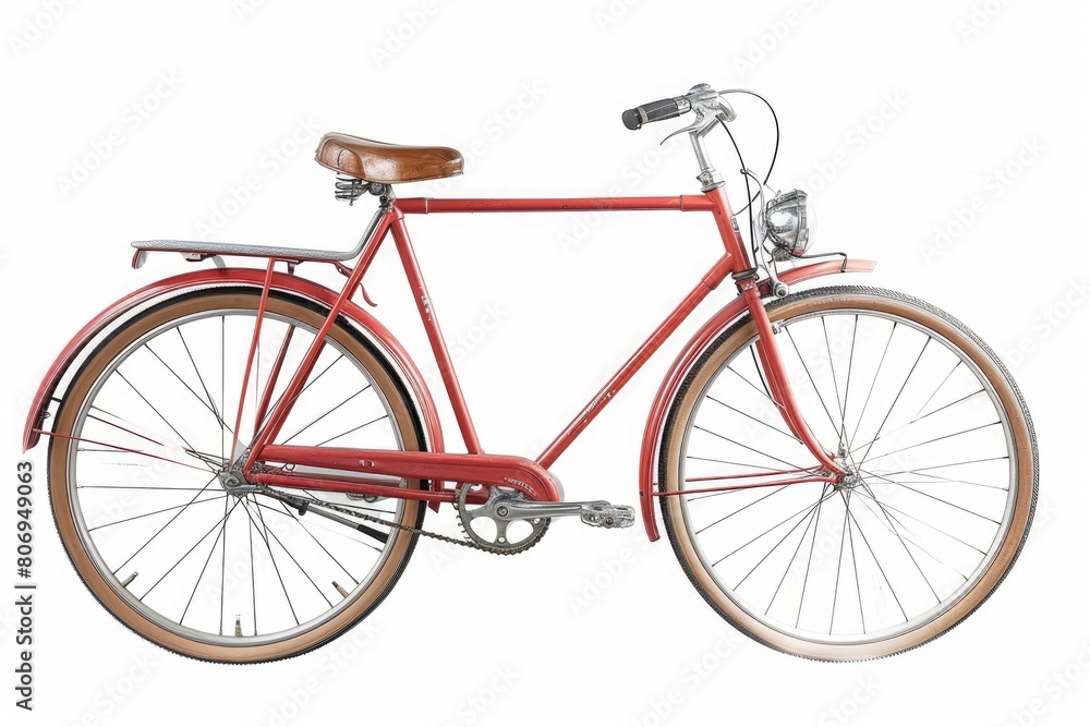 Retro bicycle photo on white isolated background