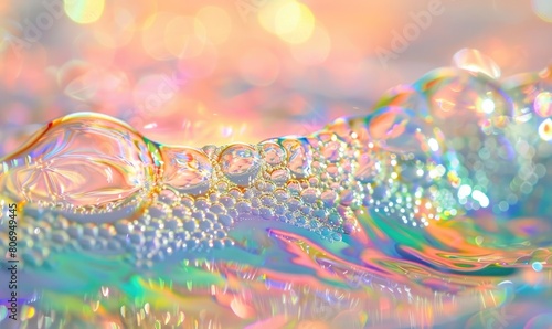 Multicolored water and foam bubbles, abstract background