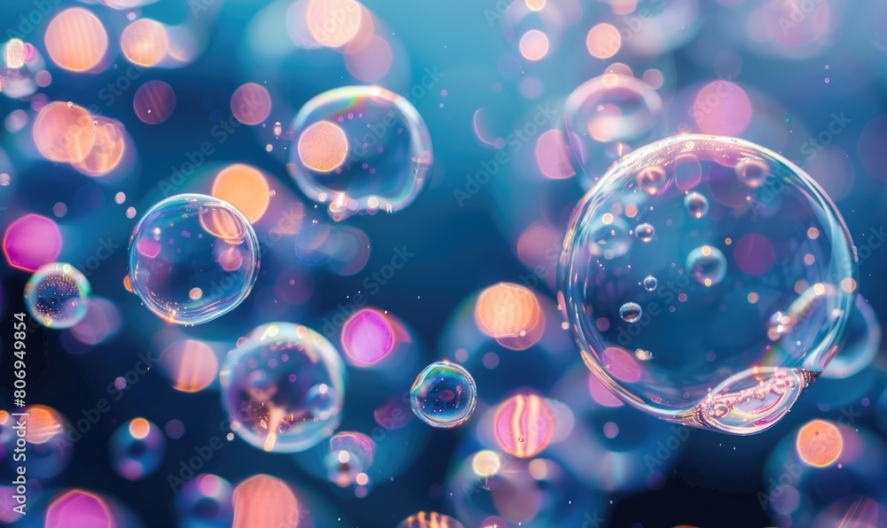 Blue water bubbles closeup, abstract background Blue water bubbles closeup, abstract background