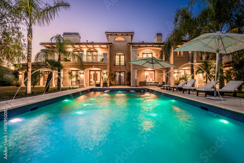 Exterior shot of a luxury home in Hidden Hills, California. photo