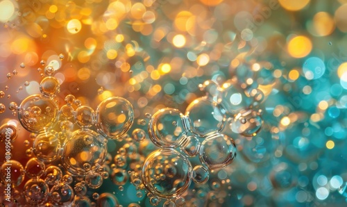 Abstract background with water bubbles and colored light