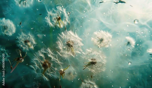 Dandelion seeds floating on a summer day © TheoTheWizard