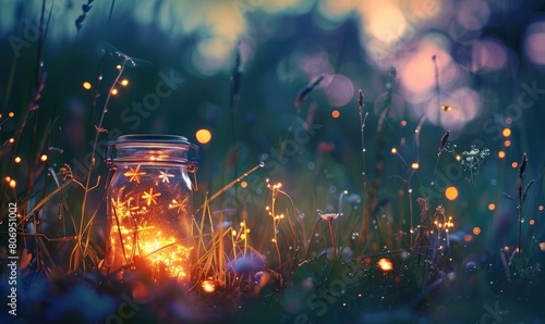 Fireflies lighting up the summer night