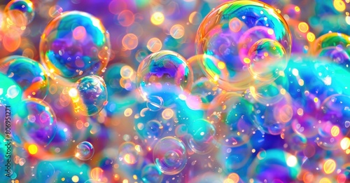 Soap bubbles gleaming in the afternoon