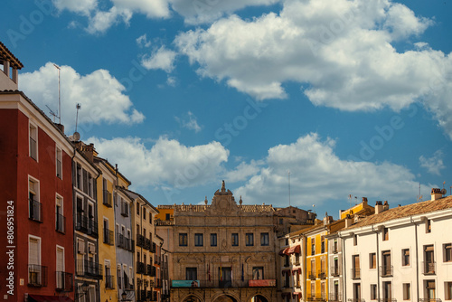 The central square of Cuenca, Spain, with its colorful buildings and medieval style © Julian
