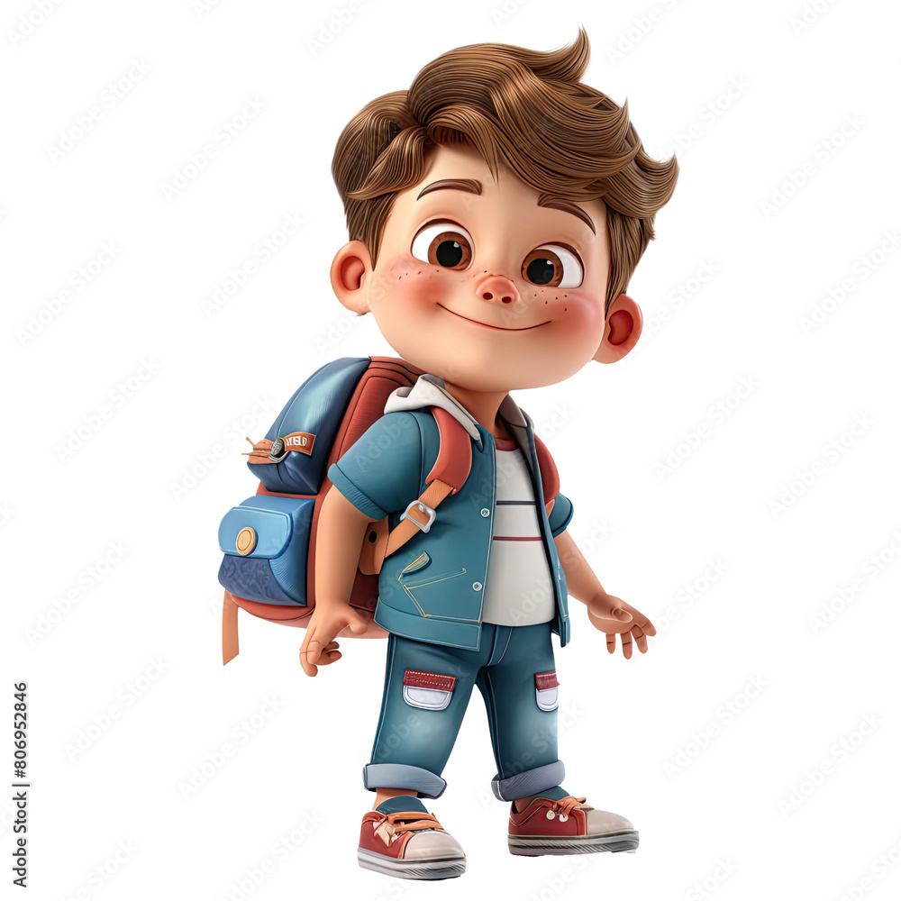 Cute cartoon boy student isolated on transparent background. Cute cartoon boy student isolated on transparent background.