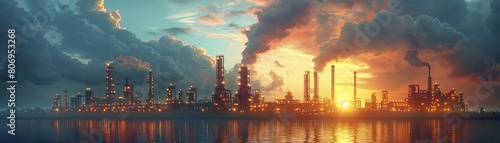 Discover a visually captivating Oil Refinery Vector Design tailored for advanced Technical Training Programs.