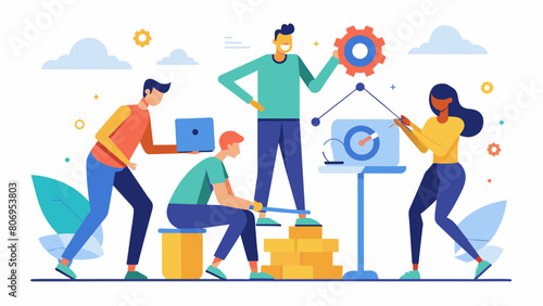 A team utilizes the Stoic principle of focusing on what is in their control to improve their productivity and efficiency in completing a project.. Vector illustration