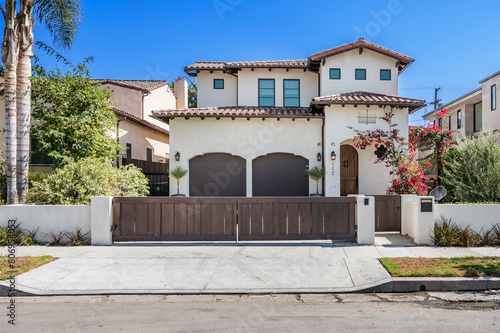 Exterior shot of a luxury Spanish-style home in Hollywood, California.