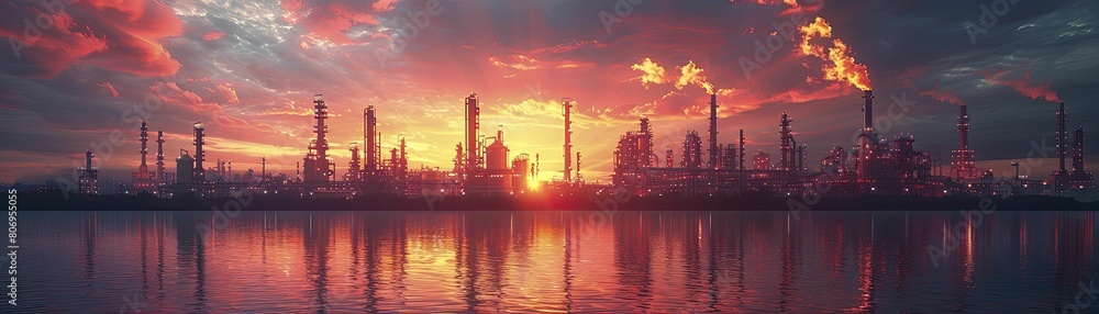 Explore a simplified oil refinery illustration in vector graphics for technical learning on educational platforms.