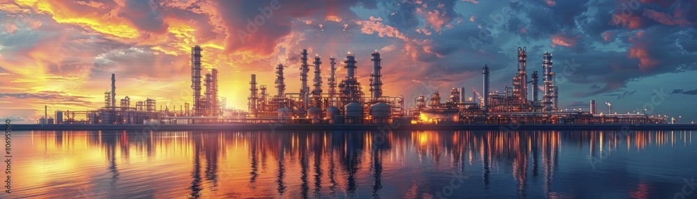 Explore a sleek, educational Vector illustration of a minimalist oil refinery for technical platforms.
