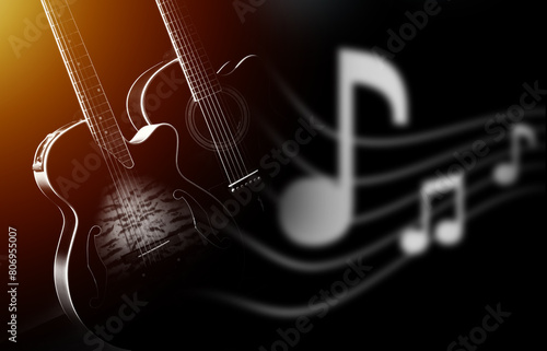 Guitars on black background...
