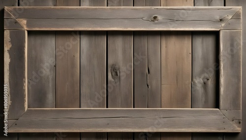 A rustic frame made of weathered barnwood planks upscaled 7 photo