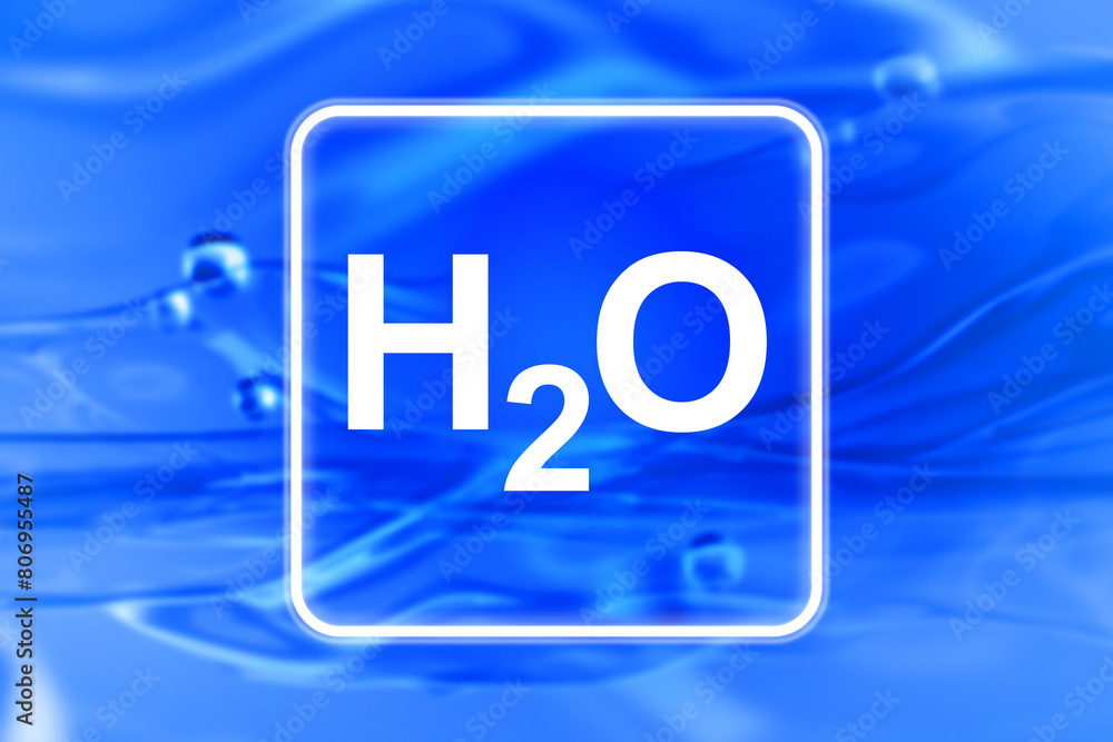 H2O logo. Blue water. Background with liquid. Chemical formula of aqua. H2O formula. Hydrogen sign near water with bubbles. H2O logotype. Water flows close-up. Aqua wallpaper. 3d image H2O logo. Blue water. Background with liquid. Chemical formula of aqua. H2O formula. Hydrogen sign near water with bubbles. H2O logotype. Water flows close-up. Aqua wallpaper. 3d image