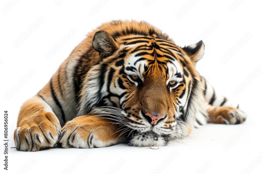 Bengal tiger photo on white isolated background Stock Photo | Adobe Stock