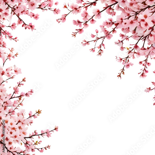 natural border of beautiful cherry blossoms