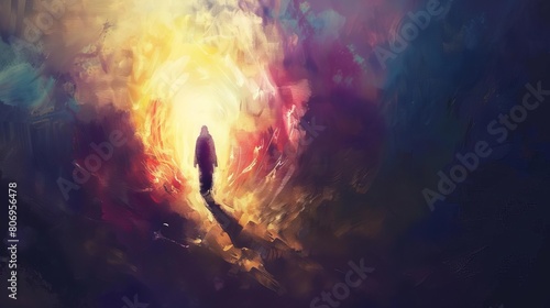 artistic interpretation of the resurrection of jesus christ symbolizing hope faith and spiritual awakening digital painting