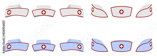 nurse cap vector set. vector illustration isolated on white background.