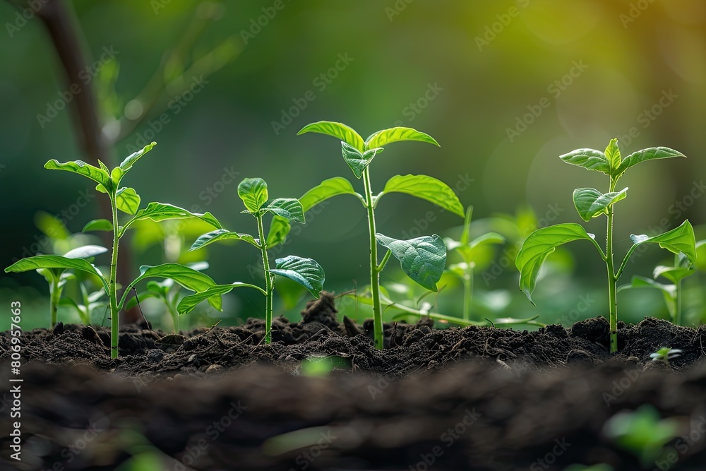 A bunch of green plants are growing in the dirt A bunch of green plants are growing in the dirt
