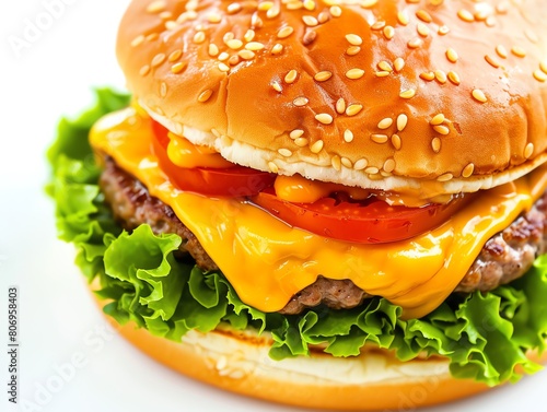 Tasty hamburger on a white background