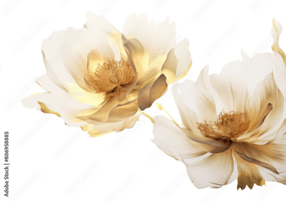 PNG Ink gold peonies blossom flower petal.