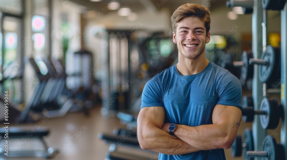 Confident Young Man at Gym