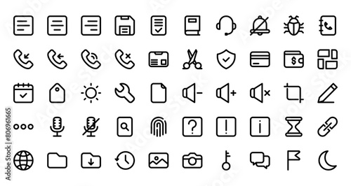 User interface icon set for modern design projects. Perfect for web, app, and software interfaces. Clean, minimalist style