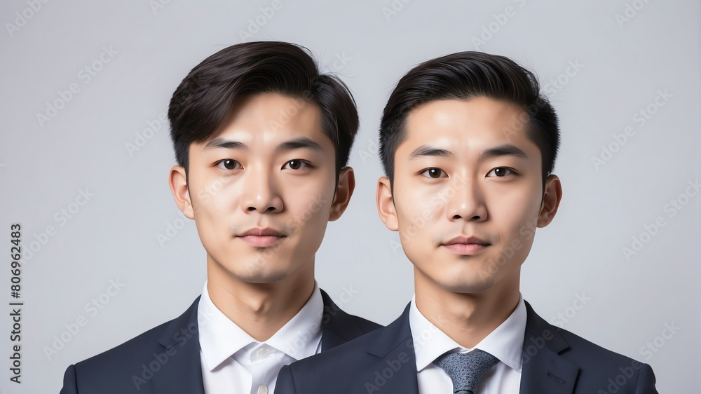young asian businessman studio portrait on plain white background from Generative AI young asian businessman studio portrait on plain white background from Generative AI