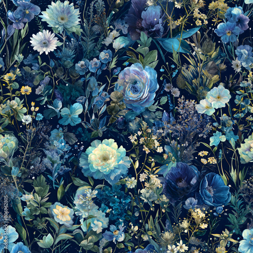 Vivid flowers and lively foliage, in muted apricot and lively forest green tones on colored background. Watercolor style. Wrapping Paper, Creative Projects, Textile Design, Stationery Background