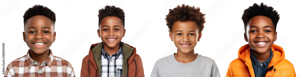 Obraz premium Set of cheerful young African American boys, cut out