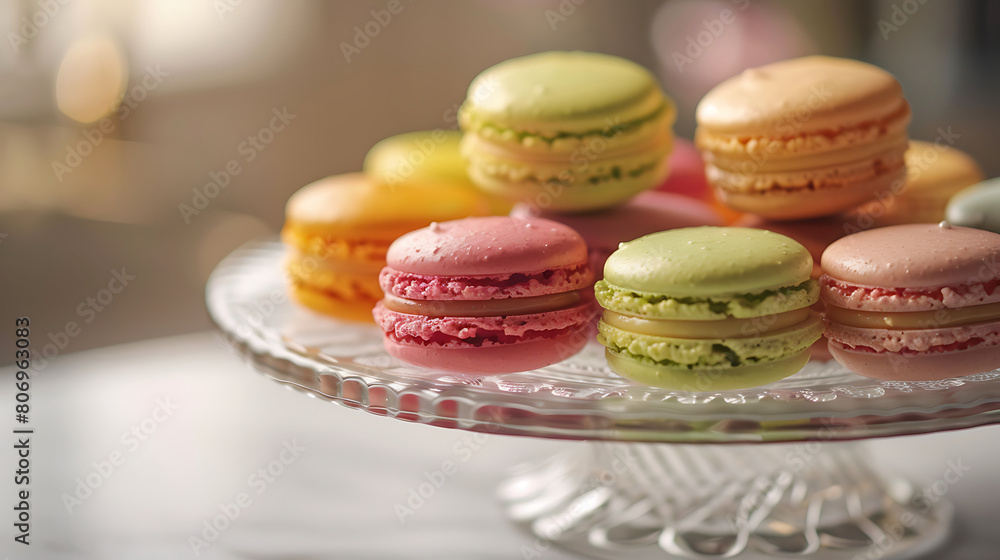 Colorful food photography,  sweet macarons, sweets table
