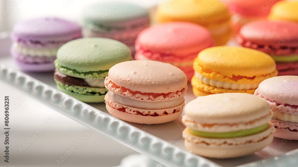 Colorful food photography, sweet macarons, sweets table Colorful food photography, sweet macarons, sweets table