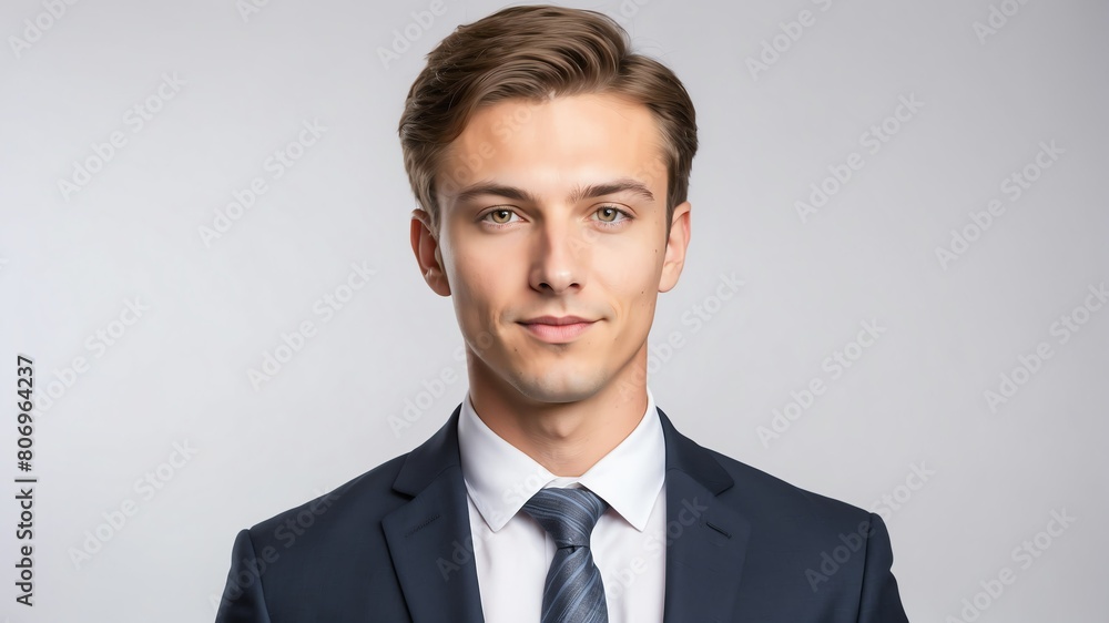 young caucasian businessman studio portrait on plain white background from Generative AI young caucasian businessman studio portrait on plain white background from Generative AI