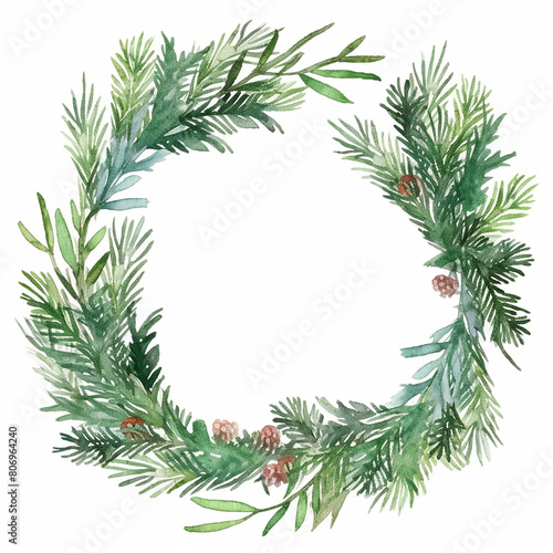 Christmas wreath made of pine needles and pine cones