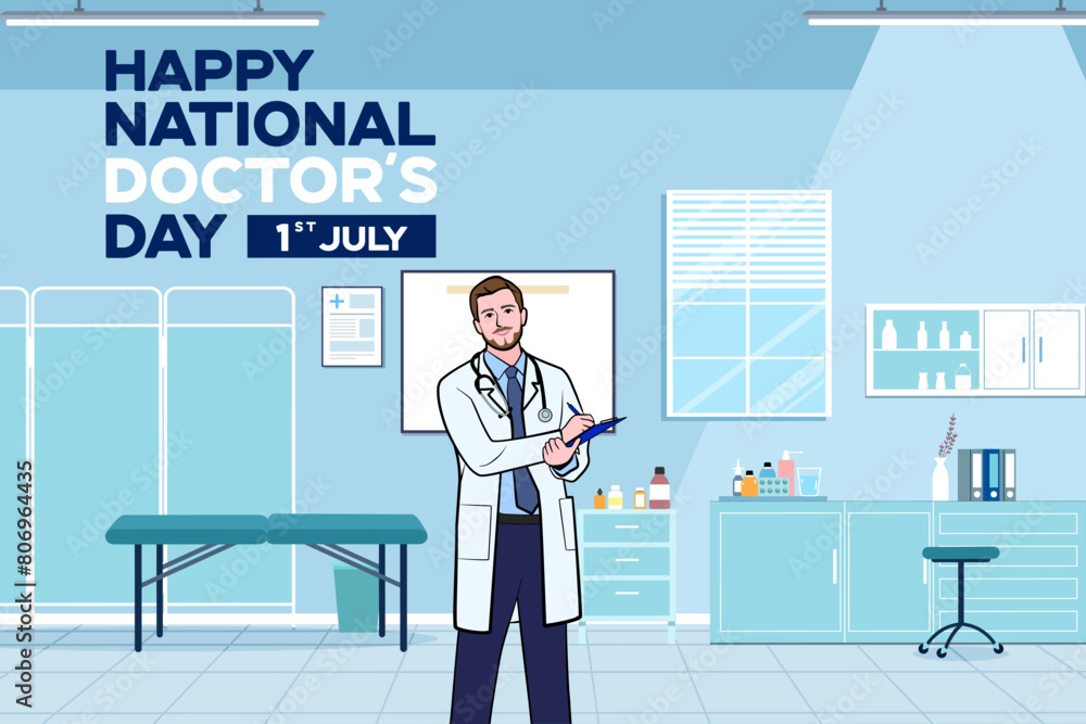 Fototapeta premium Vector world doctors day vector illustration for greeting card.