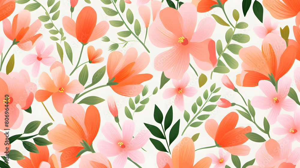 Digital pink and orange flowers pattern abstract graphic poster background Digital pink and orange flowers pattern abstract graphic poster background
