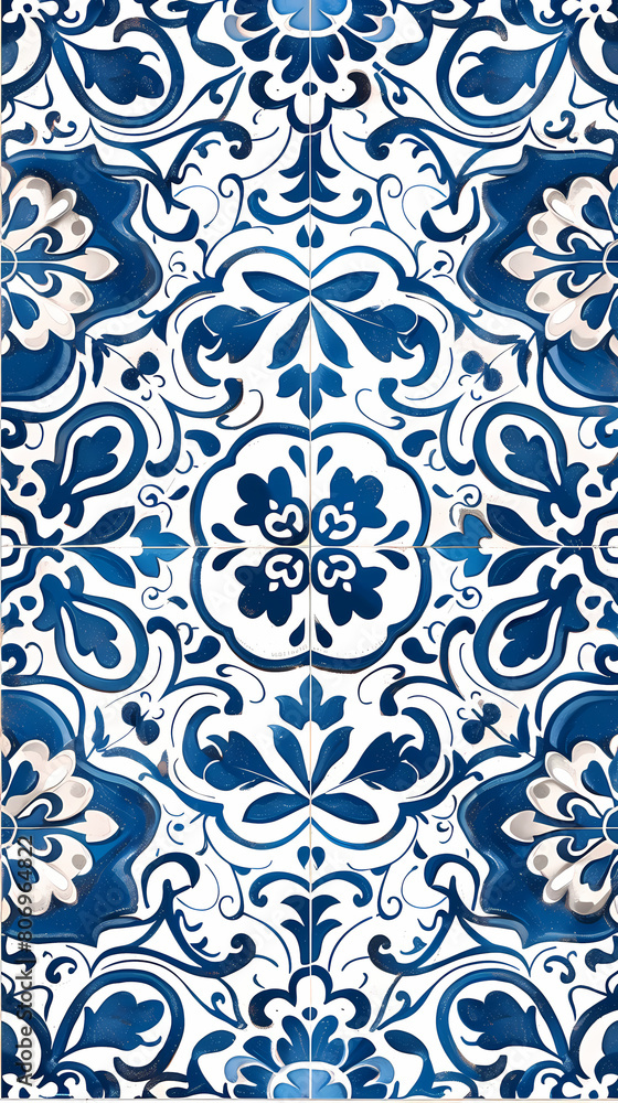 Obraz premium Traditional ornate portuguese tiles azulejos ,vector image