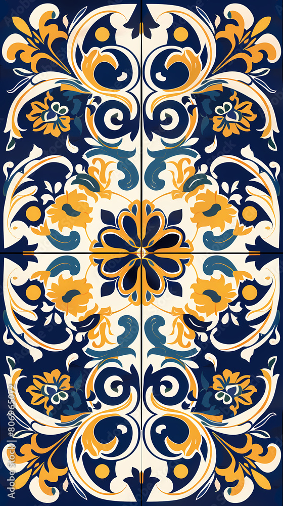 Traditional ornate portuguese tiles azulejos ,vector image Traditional ornate portuguese tiles azulejos ,vector image