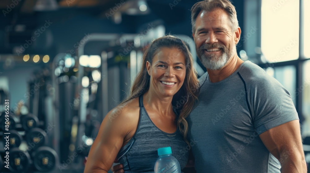 A Fit Couple Smiling at the Gym