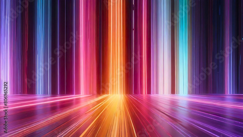 Multicolor full spectrum, abstract background with bright neon rays and glowing lines, 3d render.