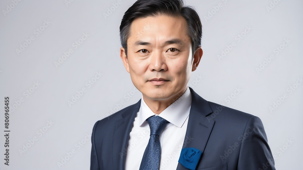 young middleaged asian businessman studio portrait on plain white background from Generative AI young middleaged asian businessman studio portrait on plain white background from Generative AI